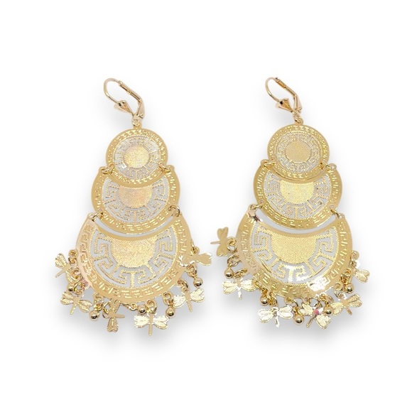 Elegant Dangle Mariachi Gold plated Statement Earrings - Picture 3 of 3